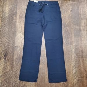 Tommy Hilfiger Avery Pants Navy Blue Linen Preppy Classic Beach Vacation 0 New